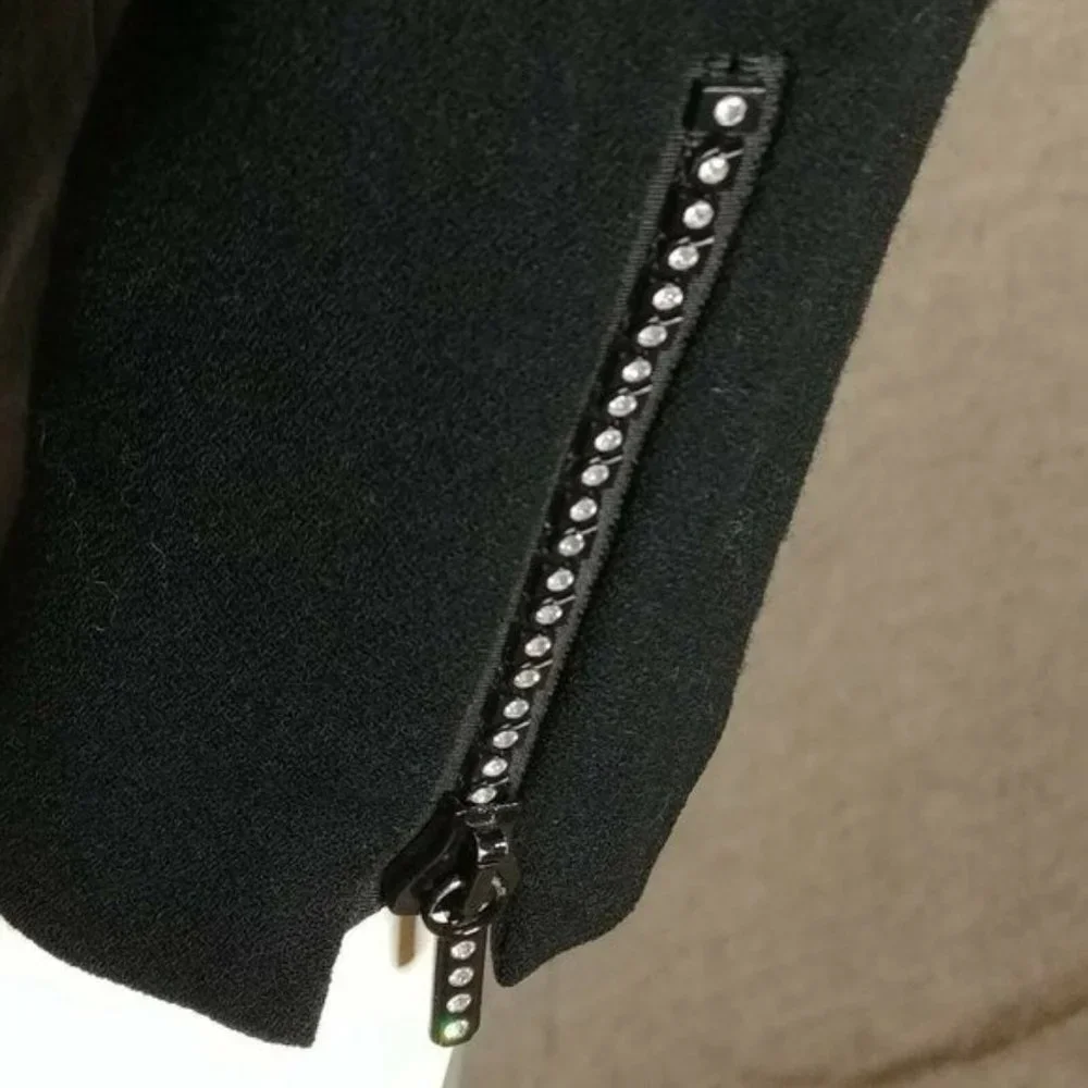 Christian Dior Women's Jacket Blazer Rhinestones Zipper In Black Size 6